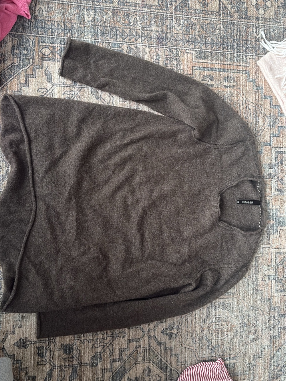 Ginger G Women's V-Neck Sweater in Brown